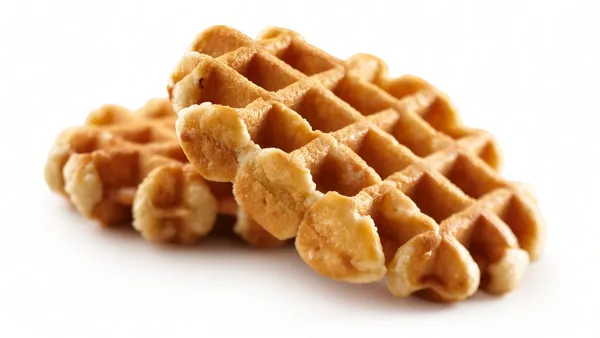 Warm Belgian waffle with icing sugar